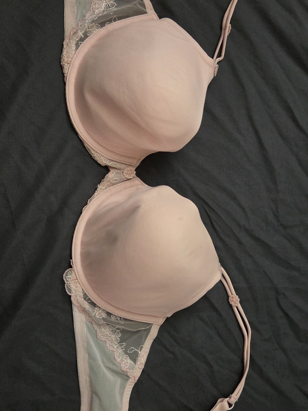 Victoria Secret Angels Blush Pink Lace-Trim Push-Up Bra
